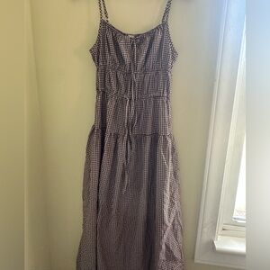 Brown and white gingham dress